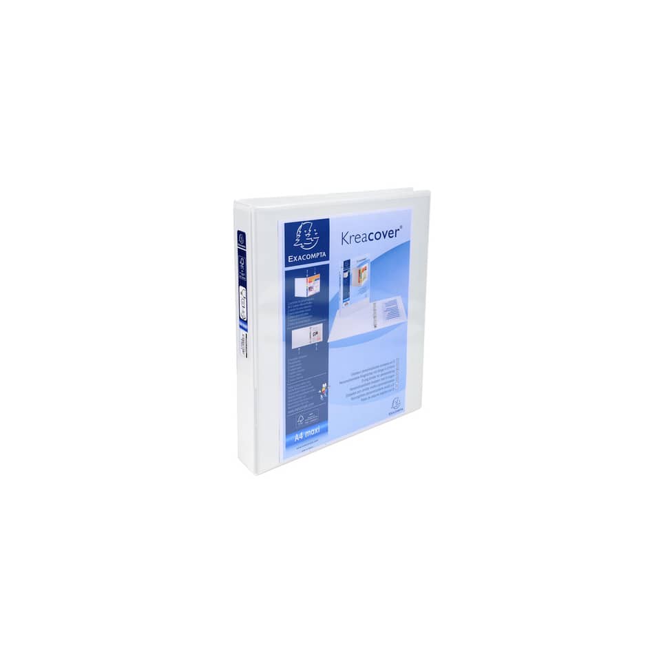 Raccoglitore personalizzabile Exacompta A4 maxi Kreacover® bianco 4 anelli a D 25 mm - 51946E