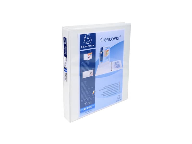 Raccoglitore personalizzabile Exacompta A4 maxi Kreacover® bianco 4 anelli a D 25 mm - 51946E