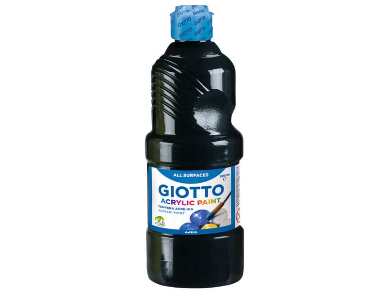 Tempera a base acrilica GIOTTO Acrylic Paint flacone 500 ml nero 53372400