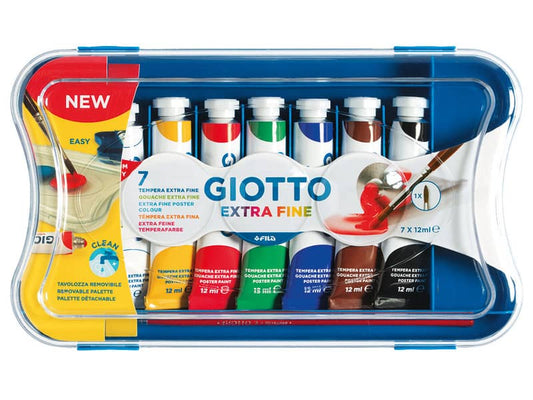 Tempere GIOTTO Extra 12 ml assortiti scatola 7 tubetti + 1 pennello 30310000