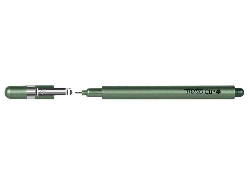 Penna a punta sintetica TRATTO Clip 0,8 mm verde 803804