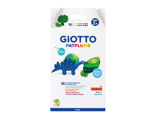 Plastilina modellabile GIOTTO Patplume assort. classici + fluo -cf. Appendibile da 18x20 g + 1 coltellino - 513100