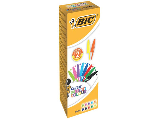 Penne a sfera con cappuccio BIC Cristal Large Multicolour 1,6 mm assortiti conf. 20 pezzi - 926381