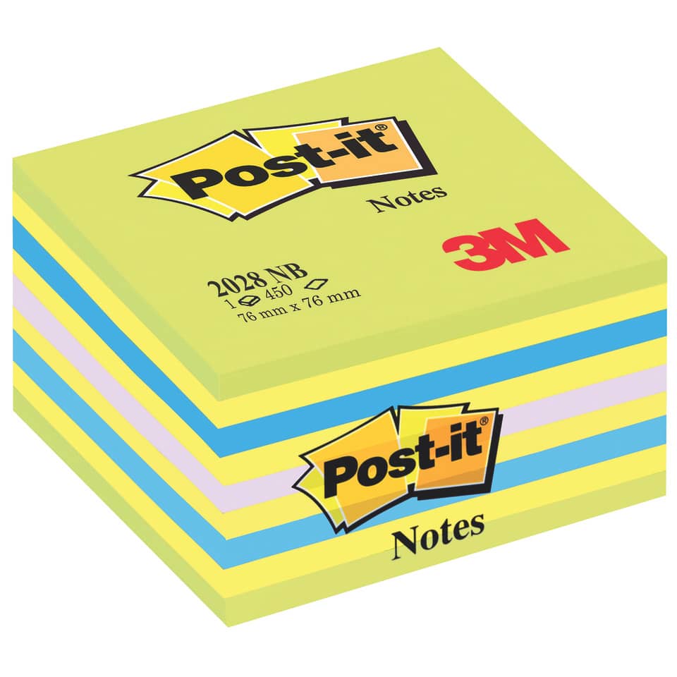 Foglietti riposizionabili Post-it® Notes Cubo Neon 76x76 mm 450 ff blu neon 2028-NB