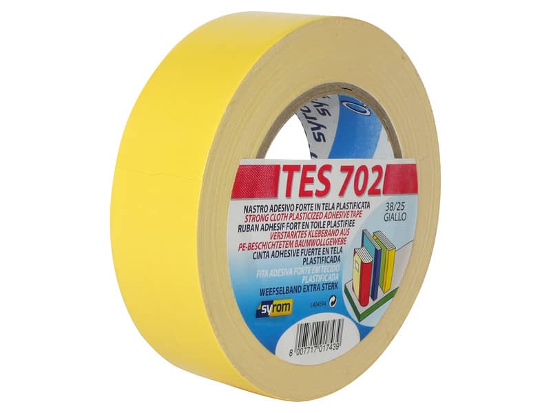 Nastro adesivo in tela Tes 702 SYROM formato 38 mm x 25 m - materiale tela plastificata giallo - 1743