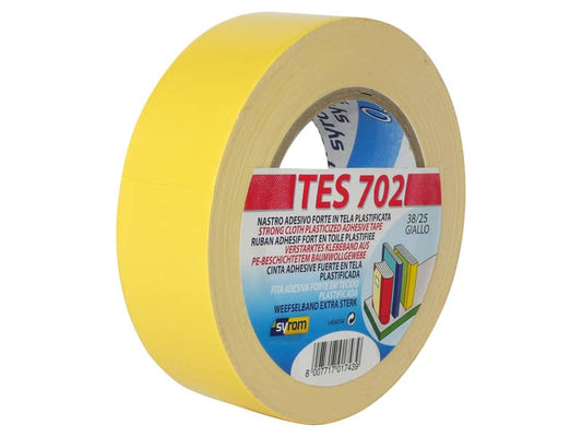 Nastro adesivo in tela Tes 702 SYROM formato 38 mm x 25 m - materiale tela plastificata giallo - 1743