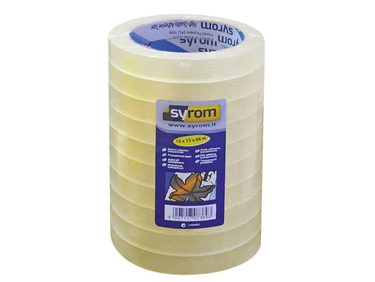 Nastro adesivo Noysy SYROM formato 15 mm x 66 m ppl trasparente torre da 10 rotoli - 7389