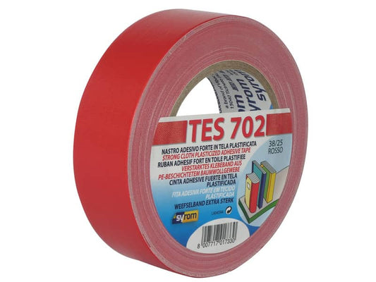 Nastro adesivo in tela Tes 702 SYROM formato 38 mm x 25 m - materiale tela plastificata rosso - 1733