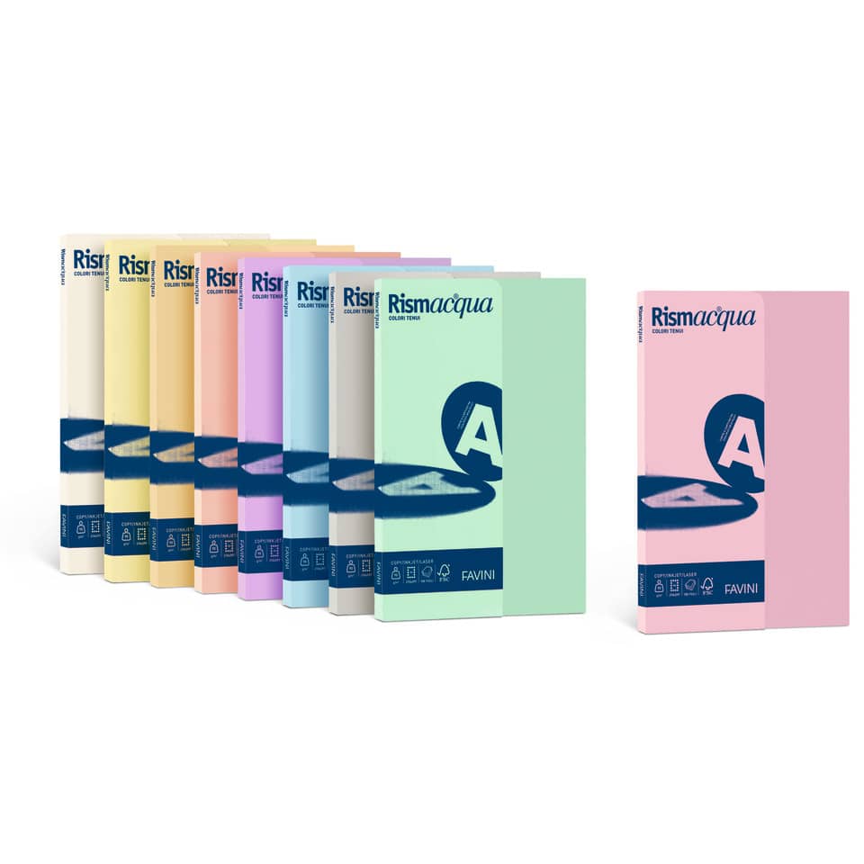 Carta colorata Favini Rismacqua colori tenui 200 g/m² A4 avorio 110 Risma da 50 fogli - A69Q544