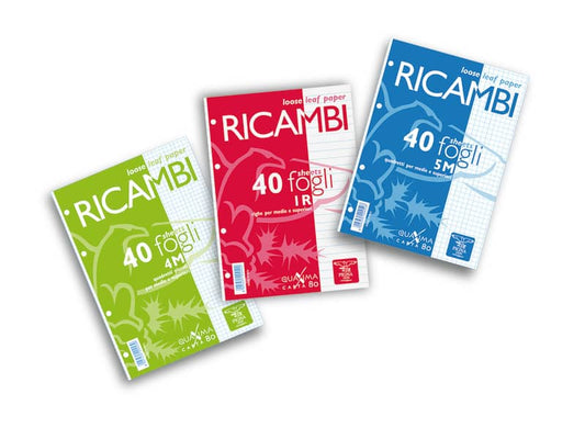 Ricambi per quaderni Maxima Pigna a 4 fori 80 g/m² A4 4mm Conf. 40 fogli - 00629034M