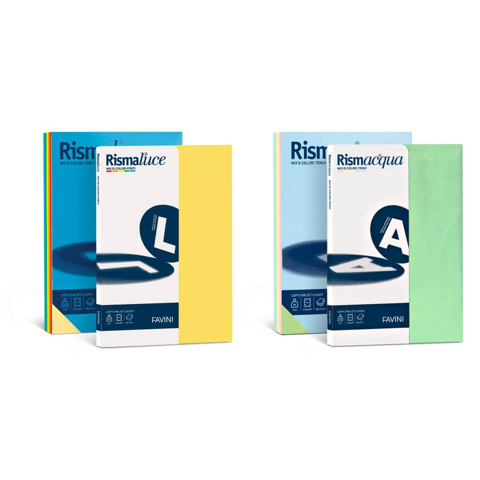 Carta colorata Favini Rismacqua colori tenui 140 g/m² A3 mix 5 colori - Risma da 200 fogli - A65X223