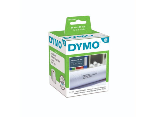 Rotoli da 260 etichette Dymo LabelWriter Indirizzi Estesi 89x36 mm bianco confezione da 2 rotoli - S0722400