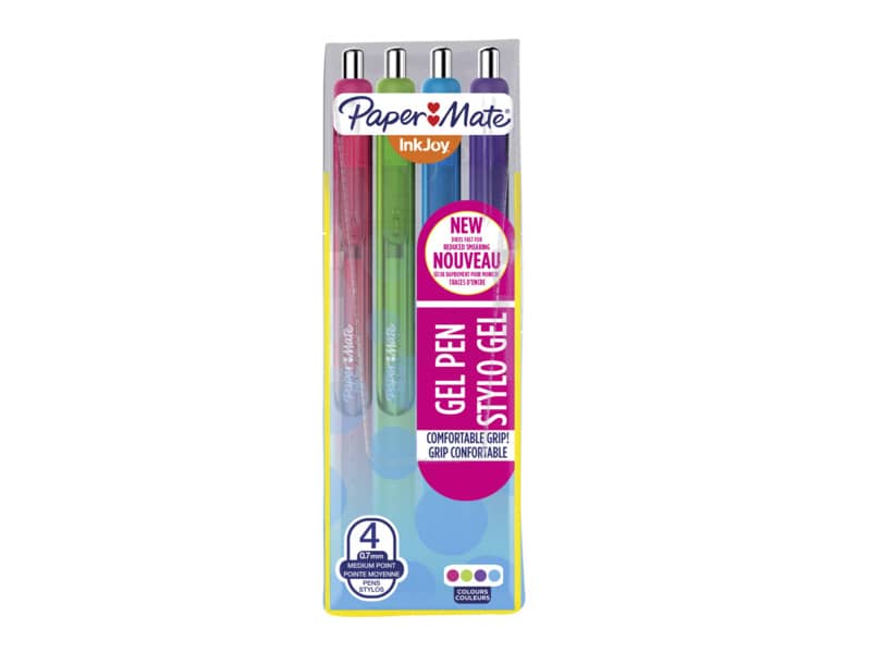 Penne a scatto Paper Mate InkJoy Gel RT 0,7 mm assortiti (rosa, lime, viola, blue grey)  wallet da 4 - 1978321