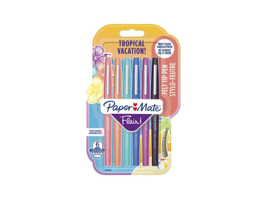 Penne punta fibra Paper Mate Flair/Nylon Tropical Vacation 1,0 mm assortiti blister da 6 - 2028906