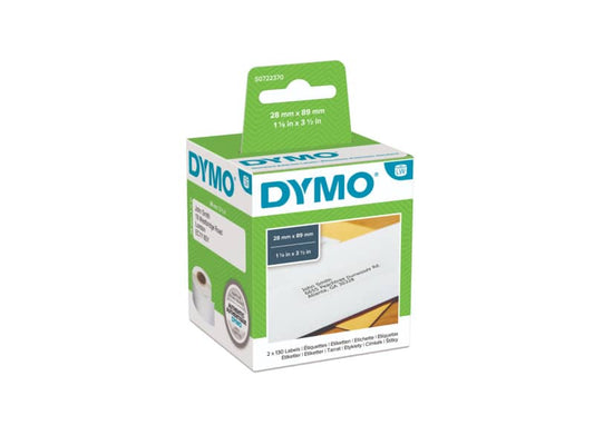 Rotoli da 130 etichette Dymo LabelWriter Indirizzi std. 89x28 mm bianco confezione da 2 - S0722370