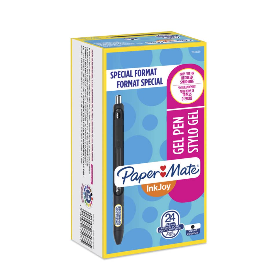 Penne a scatto Paper Mate InkJoy Gel RT M 0,7 mm nero special pack 20+4 pezzi - 2077177