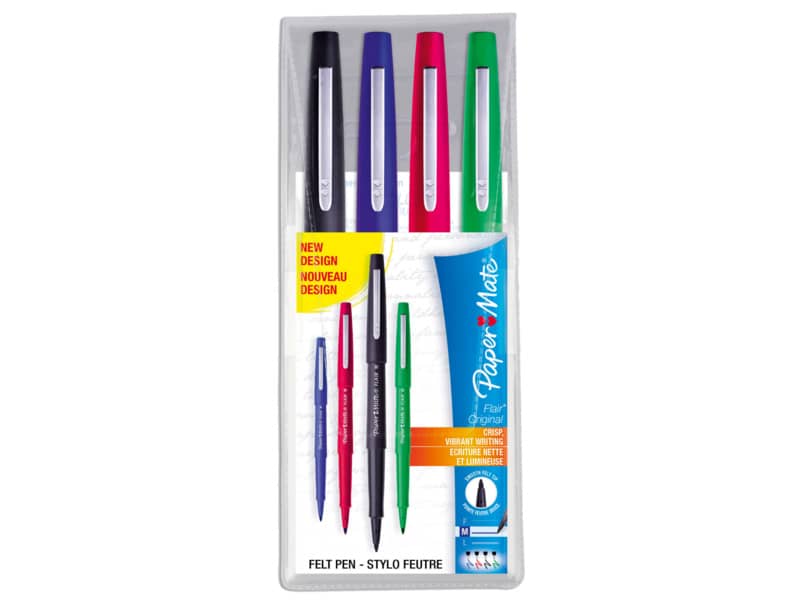 Penna punta fibra Flair/Nylon Paper Mate Flair/Nylon M 1,1 mm assortiti (nero, blu, rosso, verde)  set da 4 - S0917670