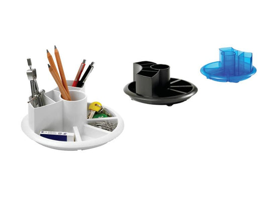 Portaoggetti girevole TECNOSTYL in plastica con 5 alloggiamenti alti e 5 vani bassi ø 20 cm x 8 cm nero - AT1/2