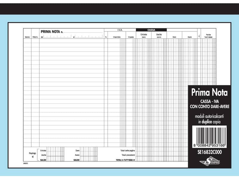Contabilità Semper prima nota cassa IVA con conto dare-avere SE16832C000