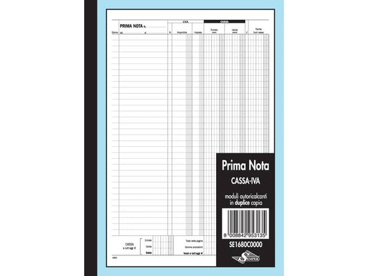 Prima nota Semper cassa - iva - blocco di 50/50 copie autoricalcanti 29,7x21,5 cm - SE1680C0000