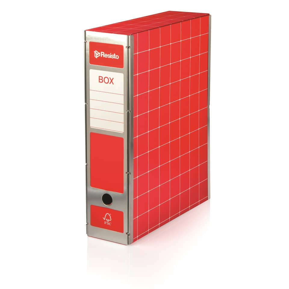 Scatola con cerniera in metallo Box 1 - apertura parziale Brefiocart 37,5x29,5 cm dorso da 9 cm rosso - RESX101.RO