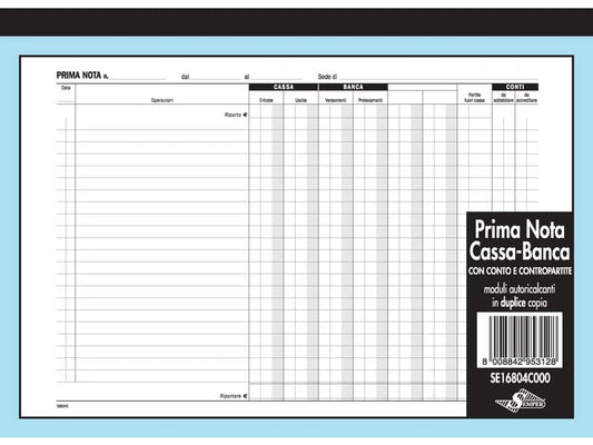 Prima nota Semper cassa - iva - blocco di 50/50 copie autoricalcanti 21,5x29,7 cm - SE16804C000