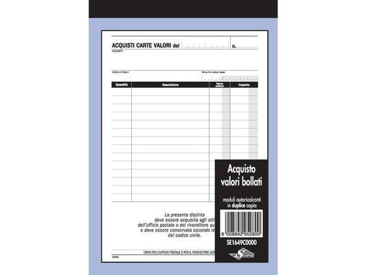 Valori Semper distinta acquisto - blocco SE1649C0000
