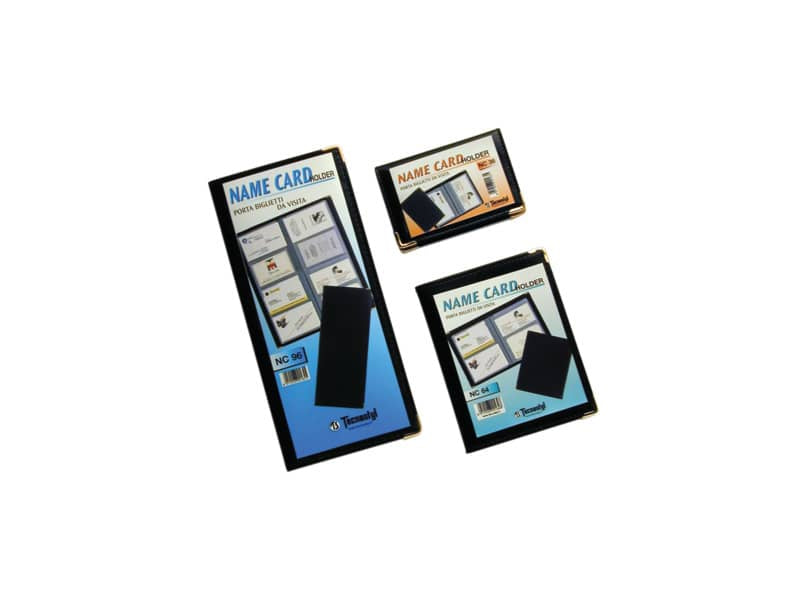 Portabiglietti da visita TECNOSTYL in vinilico da 64 scomparti in 16 pagine 11x14 cm nero - NC64