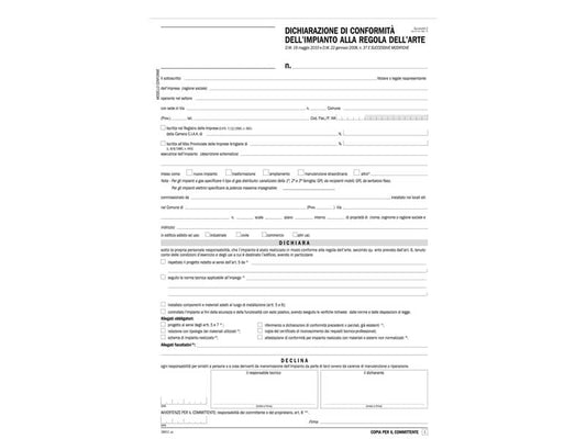 Dichiarazione di conformità impianti alla regola d'arte Semper snap out 31x21 cm Conf. 50 pezzi - 184110000
