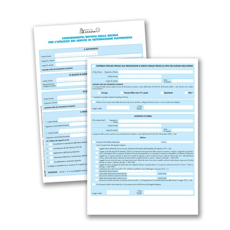 Fatturazione elettronica Semper conferimento/revoca delega servizi - modulo continuo - 851118FE0