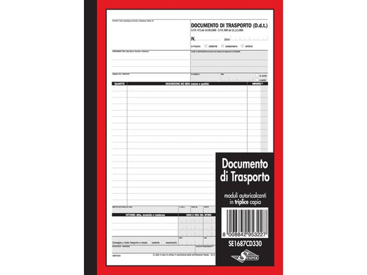 Documento di trasporto Semper blocco di 33/33/33 copie autoricalcanti 29,7x21,5 cm - SE1687CD330