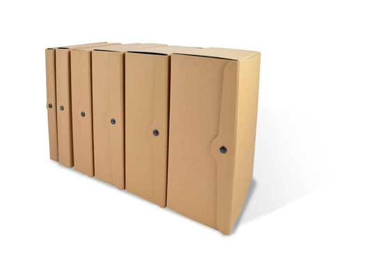 Porta progetti con tre bottoni EURO-CART linea Eco 25x35 cm dorso 12 cm avana CPECO12AV