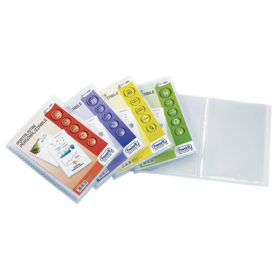 Portalistino a fogli fissi FAVORIT sviluppo personalizzabili liscia 15x21 cm 20 buste trasparente - 100460235
