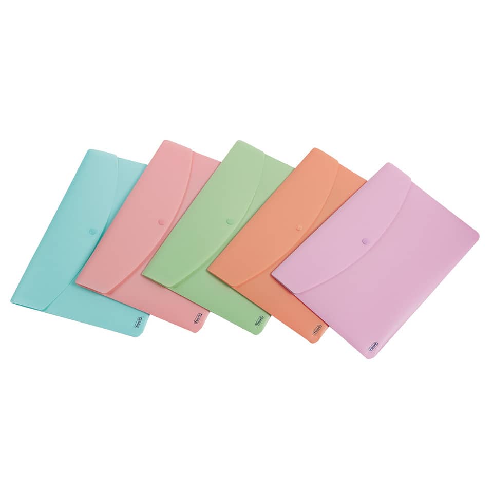 Buste con bottone e con zip FAVORIT polipropilene assortiti pastel - A4 400116128