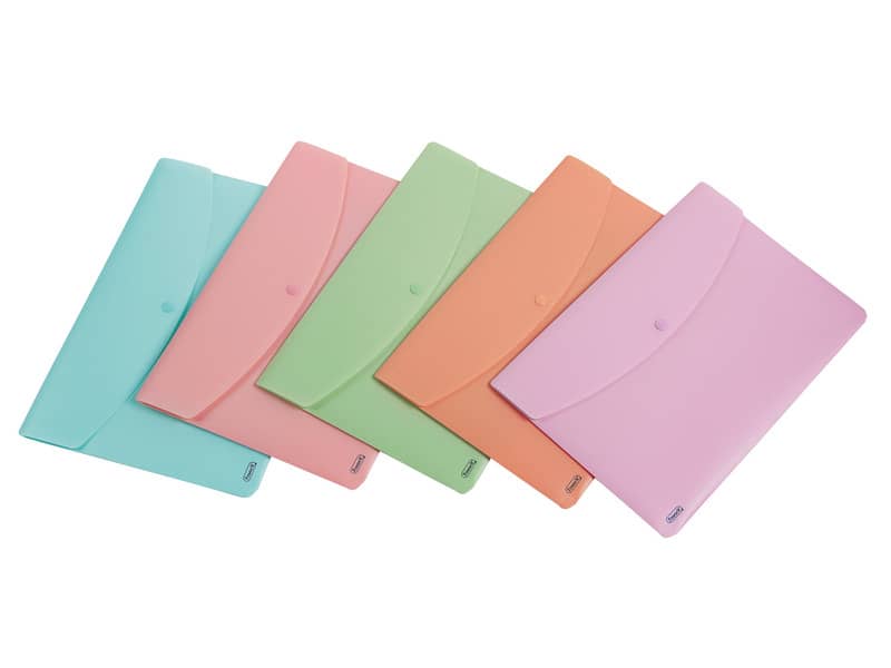 Buste con bottone e con zip FAVORIT polipropilene assortiti pastel - A4 400116128
