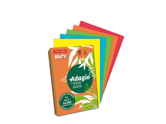 Carta colorata A4 International Paper Rey Adagio 80 g/m² colori forti - Risma da 500 fogli - ADAGI080X909