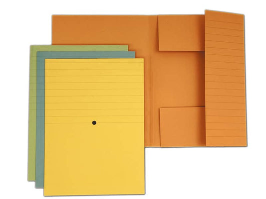 Cartelline a 3 lembi incollati 4Mat A4 in carta woodstock 285 g/m² dorso 2 cm blu conf. da 20 pezzi - 3440 01