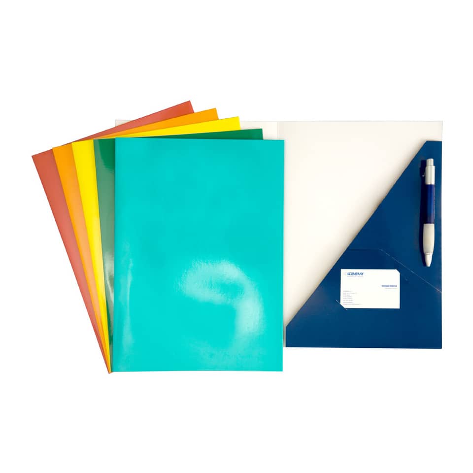 Cartelline tasca triangolare 4Mat 32x24 cm in cartoncino plastificato 300 g/m² blu  conf. da 10 pezzi - 3770 01