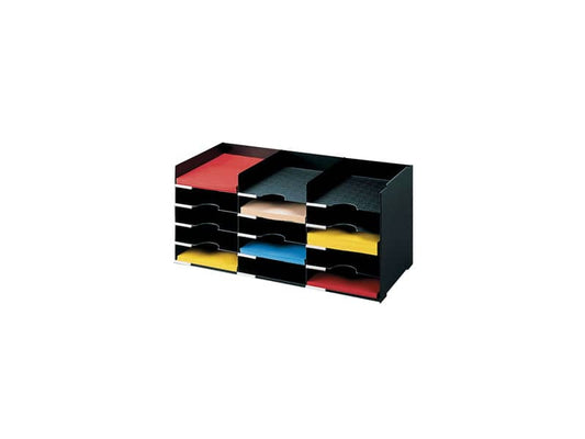 Schedario portacorrispondenza Paperflow componibile a 15 cassetti nero 67x30,4x31,3 cm - K421301