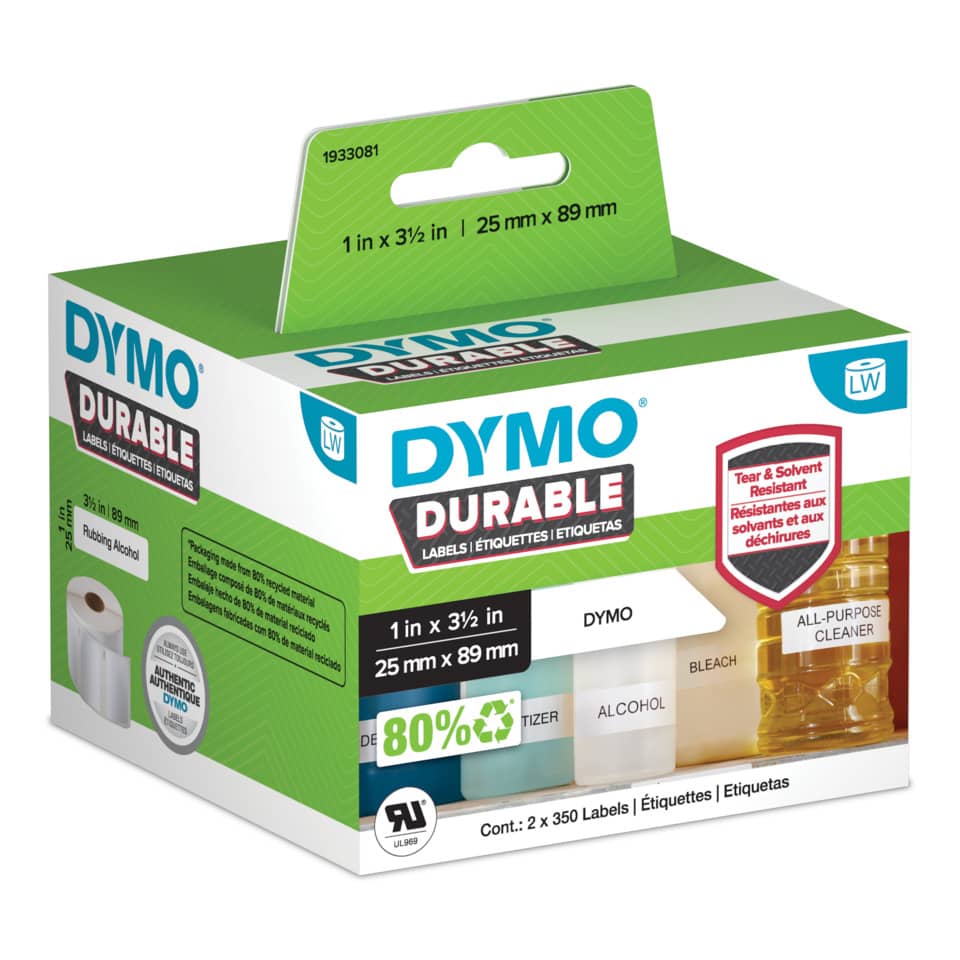Rotolo da 100 etichette Dymo LabelWriter durable indirizzi 89x25 mm bianco 1933081