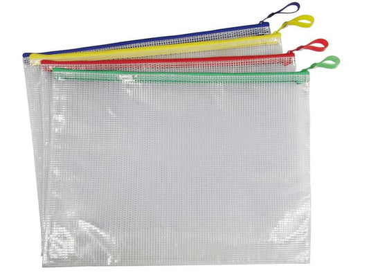 Busta in PVC Beautone trasparente con chiusura zip colorata 32,5x24 cm assortiti - D066099