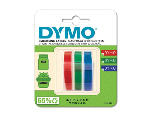 Nastri a rilievo per etichettatrici Dymo vinile 9 mm x 3 m assortiti blister da 3 - S0847750
