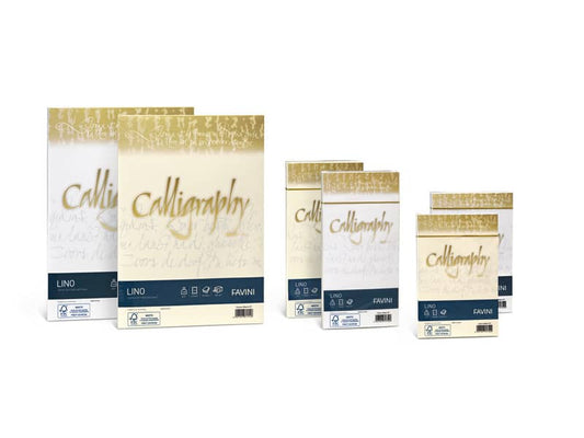 Carta lino FAVINI Calligraphy per lettere per stampa inkjet e laser 120 g/m² A4 avorio 02 50 fogli - A69Q514