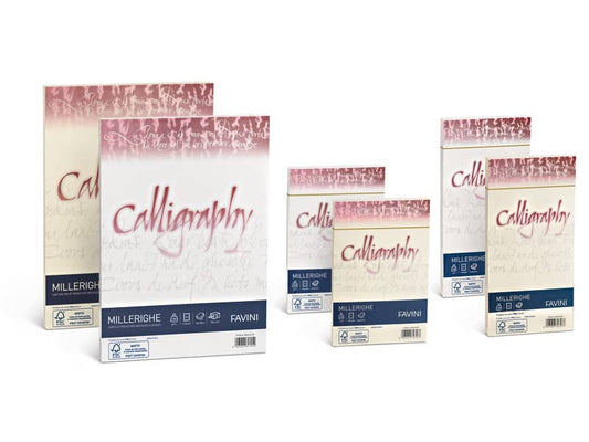 Carta pergamena Favini Calligraphy Millerighe liscia fondo rigato 100 g/m² A4 bianco 01 50 fogli - A690224