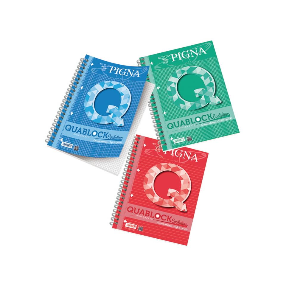Quaderno 50 fogli a 4 fori PIGNA Quablock Evolution Skip A4 a righe 1R assortiti - 02112171R