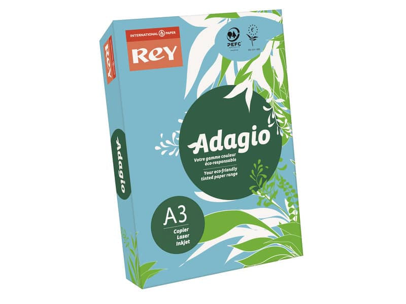 Carta colorata A3 International Paper Rey Adagio 160 g/m² blu tenue 48 - Risma da 250 fogli - ADAGI160X483