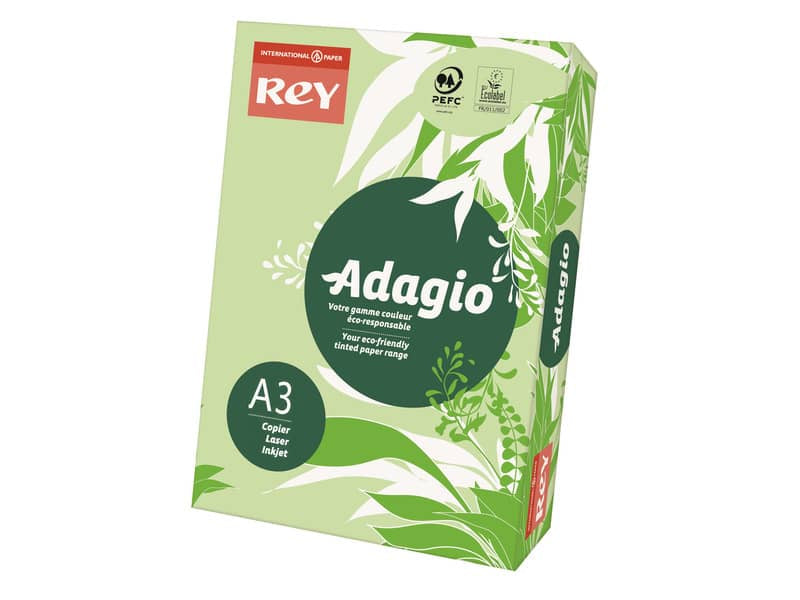 Carta colorata A3 International Paper Rey Adagio 80 g/m² verde 81 - Risma da 500 fogli - ADAGI080X683