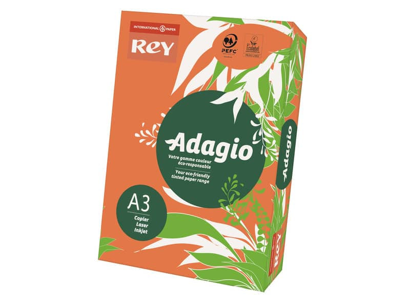 Carta colorata A3 International Paper Rey Adagio 80 g/m² arancio 21 - Risma da 500 fogli - ADAGI080X673