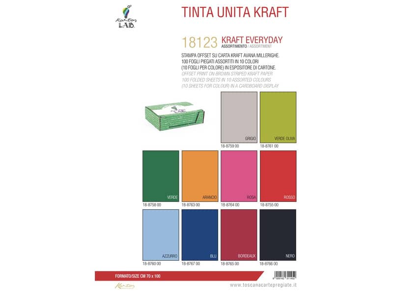 Carta regalo Kartos kraft Everyday 10 colori assortiti conf. 100 fogli - 18123