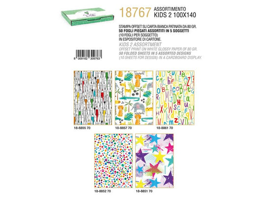 Carta regalo Kartos Kids #2 5 fantasie assortite conf. 50 fogli - 18767